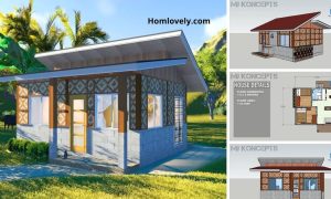 30 SQM Half Concrete Half Amakan House Design and Floor Plan ~ Homlovely.com