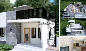 ( 7x7 ) Simple Modern House Design With Rooftop ~ Homlovely.com