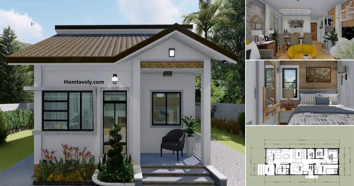 3-Bedroom Bungalow 72 sqm House Design with Plan ~ Homlovely.com