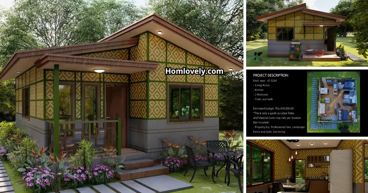 42 SQM Nice Half Concrete Half Amakan House with Floorplan ~ Homlovely.com