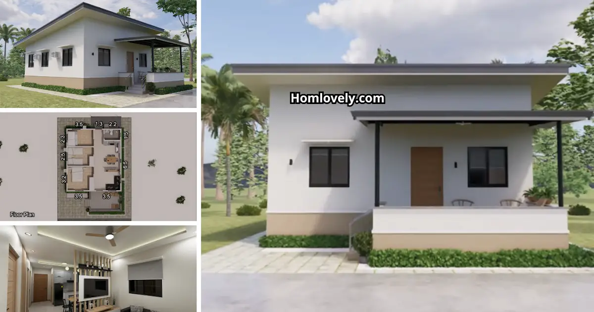 ( 7 x 8 ) Humble Small House Design and Plan with 3 BR ~ Homlovely.com