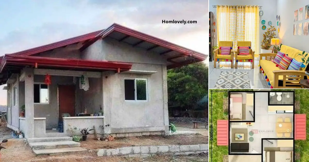 Cozy 6 x 6 m Concrete Home Design with 2-Bedroom ~ Homlovely.com
