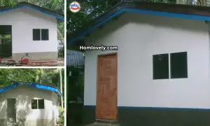 115K Budget Half-Hardiflex House Design (14x16) 2BR Floorplan ~ Homlovely.com