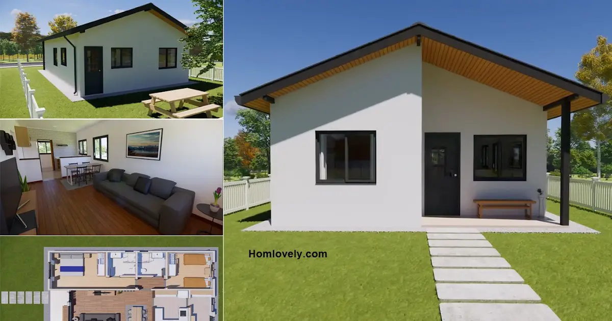 2-Bedroom Simple House Design with Detail Plan ~ Homlovely.com