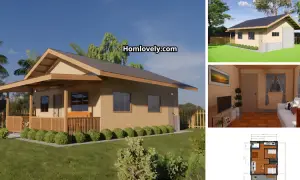 ( 45 Sqm ) Half-Plywood Simple House Design 2 BR ~ Homlovely.com