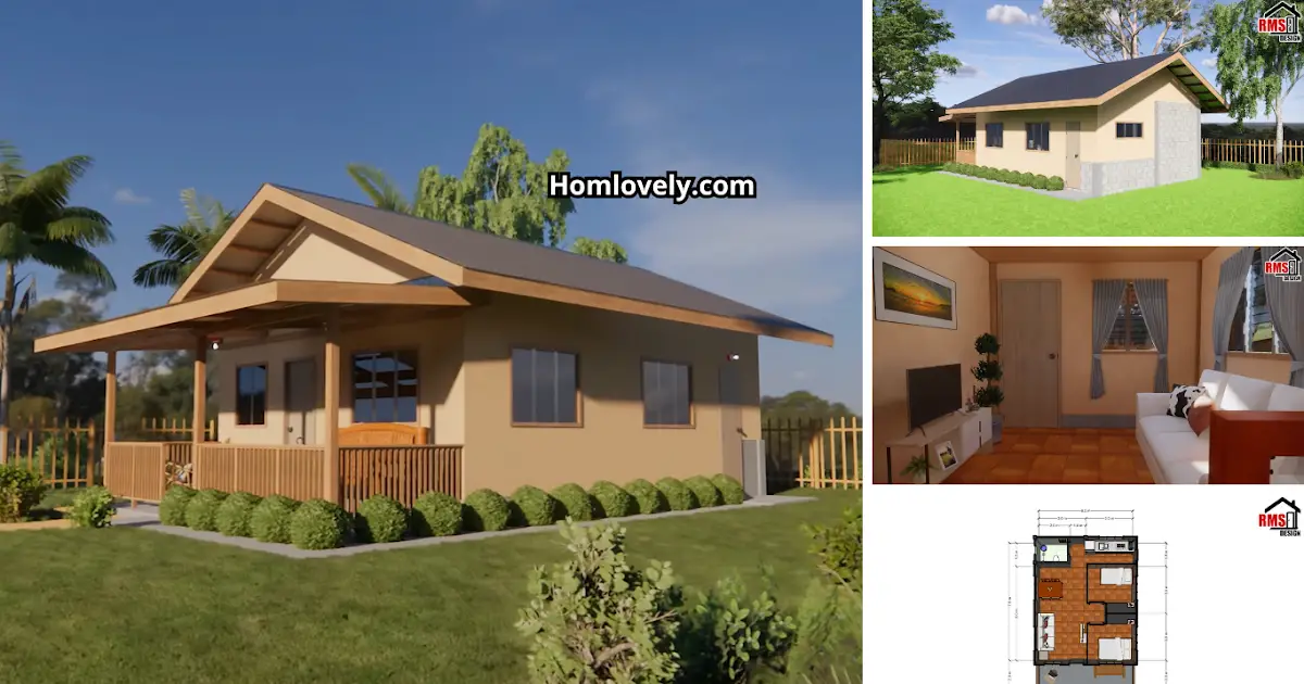 ( 45 Sqm ) Half-Plywood Simple House Design 2 BR ~ Homlovely.com