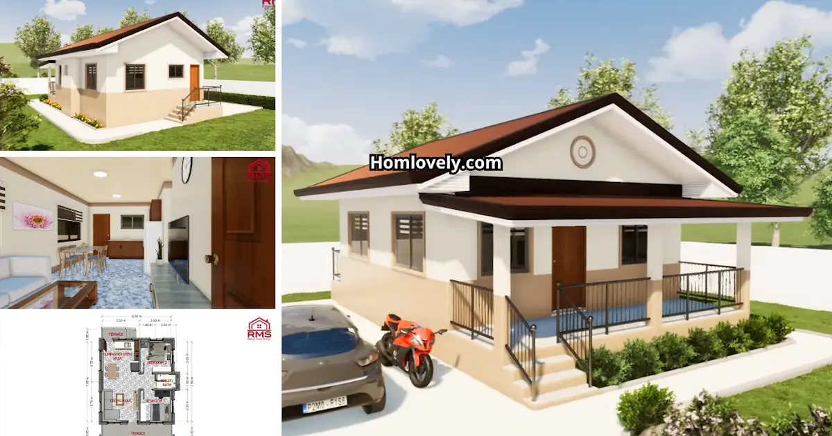 48 Sqm Beautiful Bungalow House Design 2BR ~ Homlovely.com