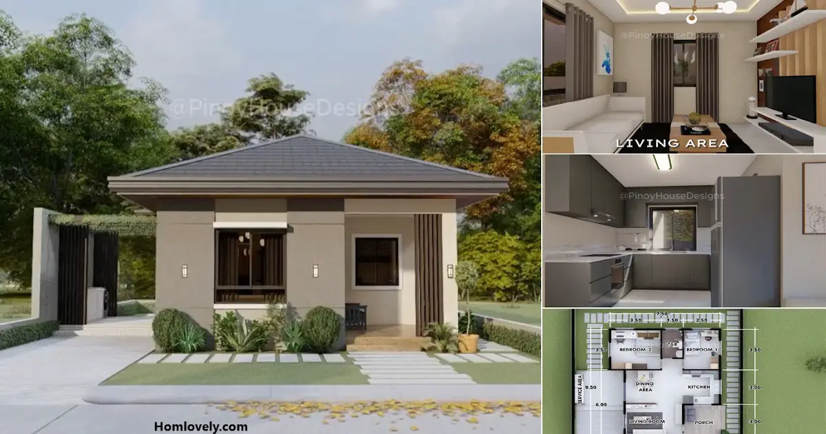 7 x 9 m Modern Small House Design with 2 Bedroom ~ Homlovely.com