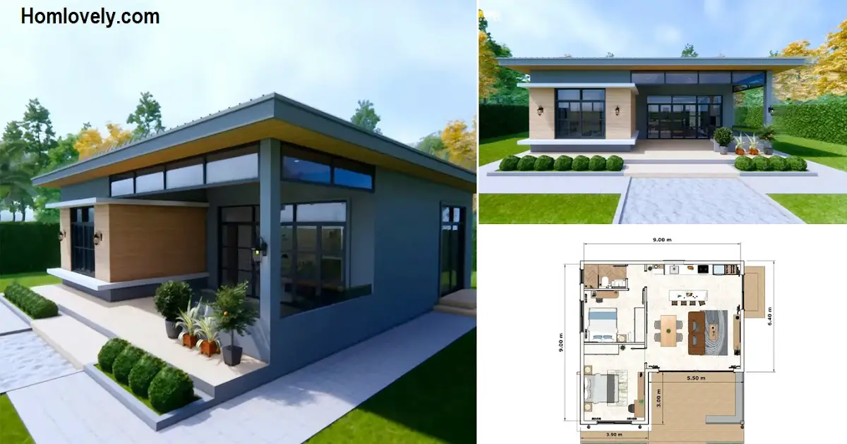 Gorgeous Small Modern House Design 9 x 9 m ~ Homlovely.com