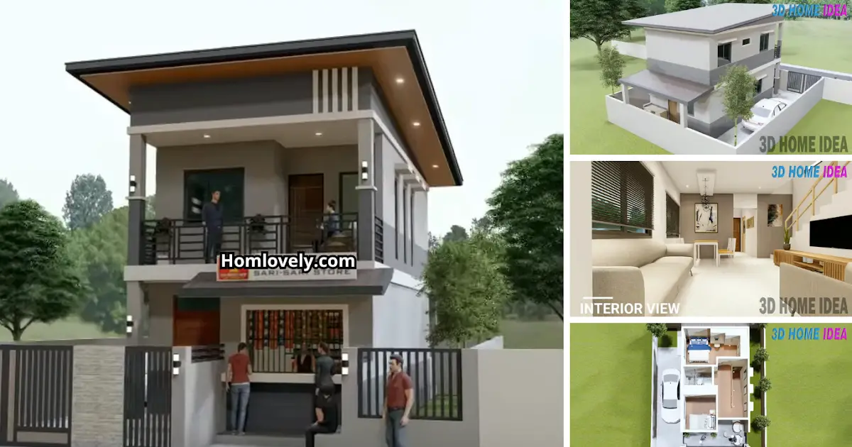 5 x 9 Meter Small House Design with 2 Bedrooms and Sari-Sari Store ~ Homlovely.com