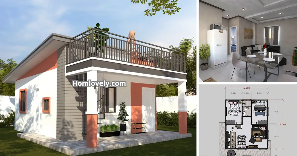 Minimalist Small House with Roofdeck ( 6x7 meters ) ~ Homlovely.com