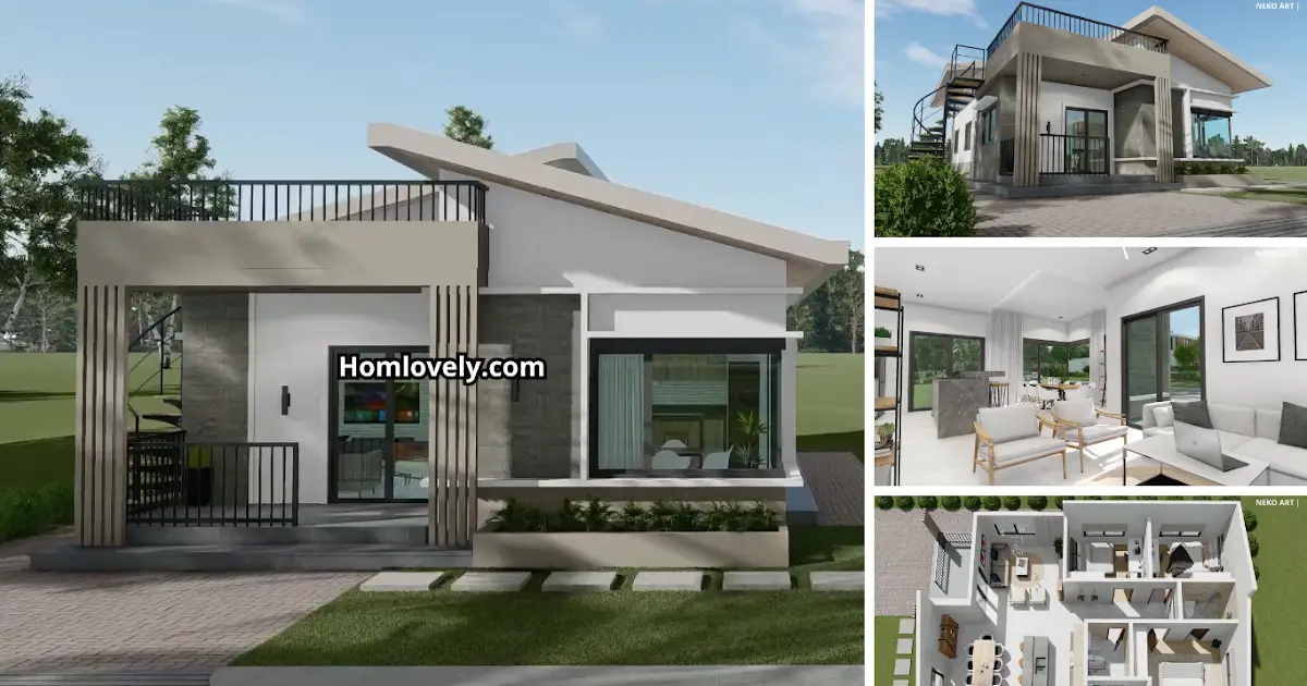 3 Bedroom Bungalow 8x12m with Roof Deck ~ Homlovely.com