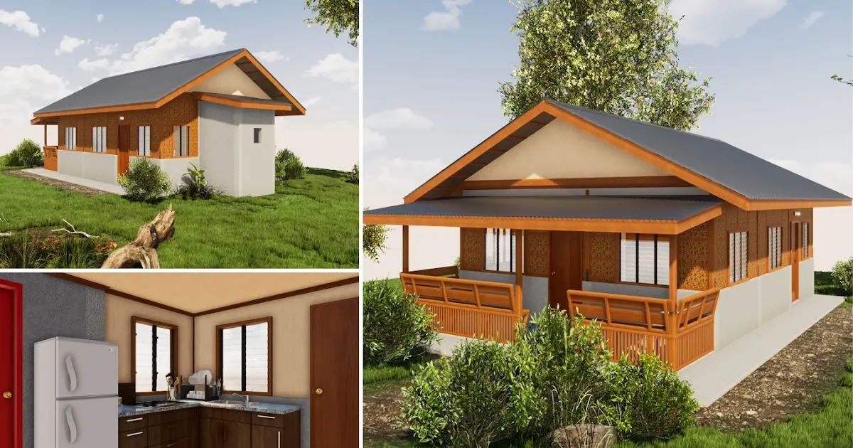 3-Bedrooms 63sqm Half Amakan House Design ~ Homlovely.com