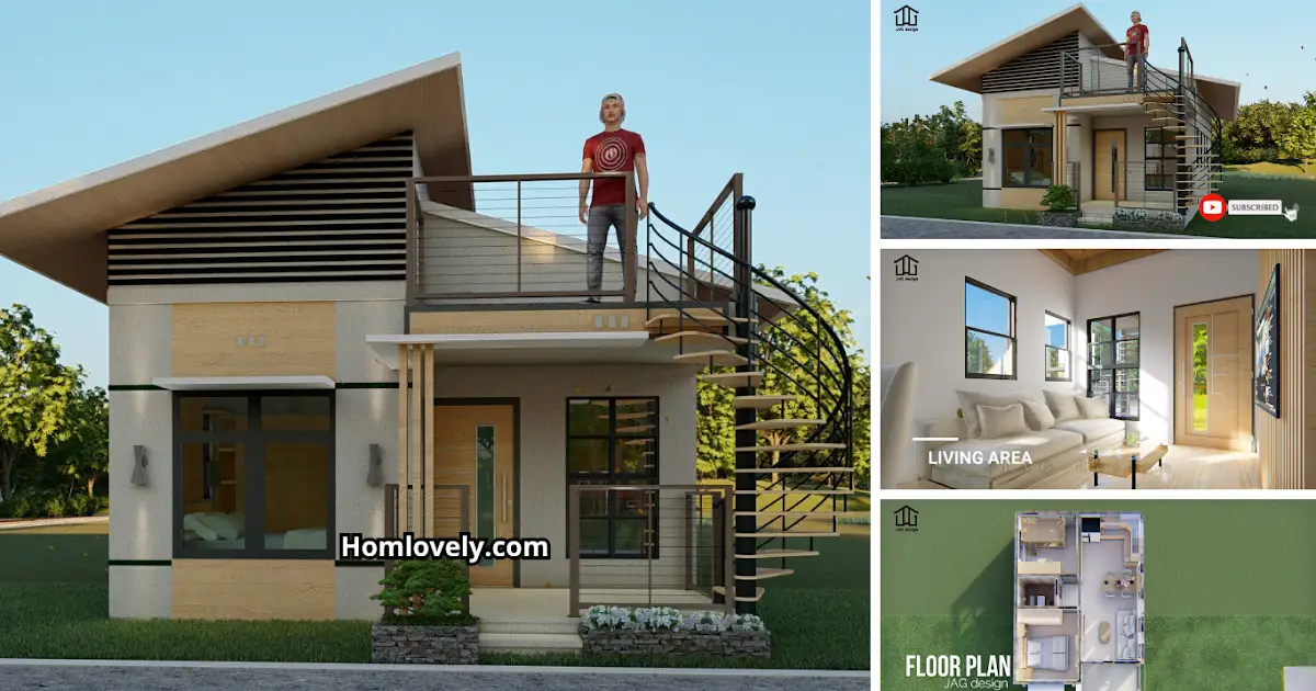 Minimalist House Design with Roofdeck (52.5 sqm) 2 BR ~ Homlovely.com
