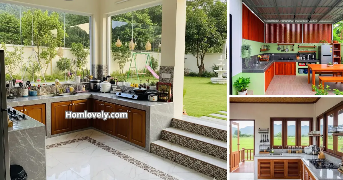 Simple & Fresh Outdoor Kitchen Designs That Save Budget ~ Homlovely.com