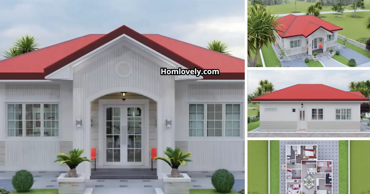Smart 4-Bedroom Bungalow House Plan ( 85 sqm & Est. Cost ) ~ Homlovely.com