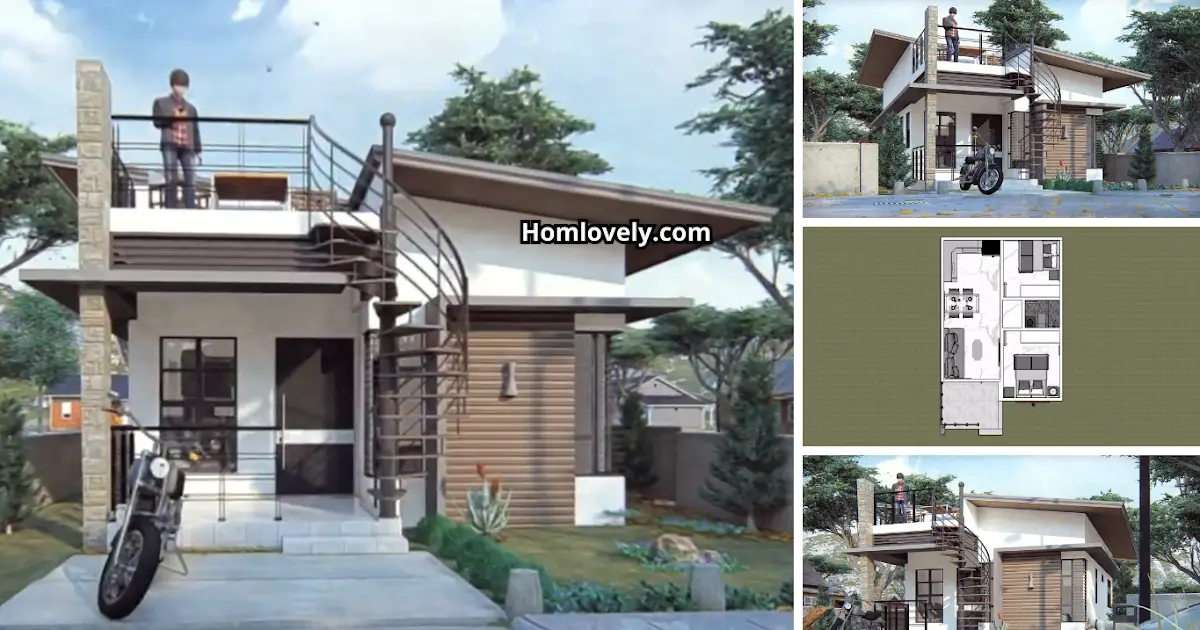 Stylish Low-Budget Home Idea – 2 Bedroom Small House with Roofdeck ~ Homlovely.com