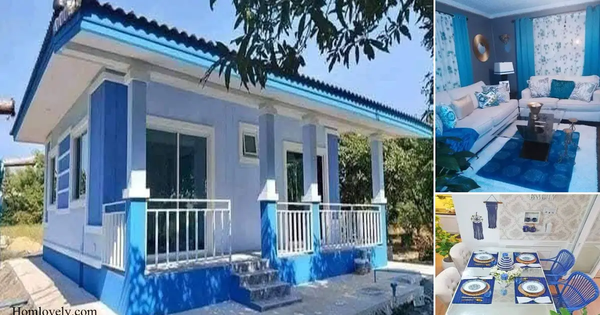 Blue Dominance Small House Design With Modern Looks ~ Homlovely.com