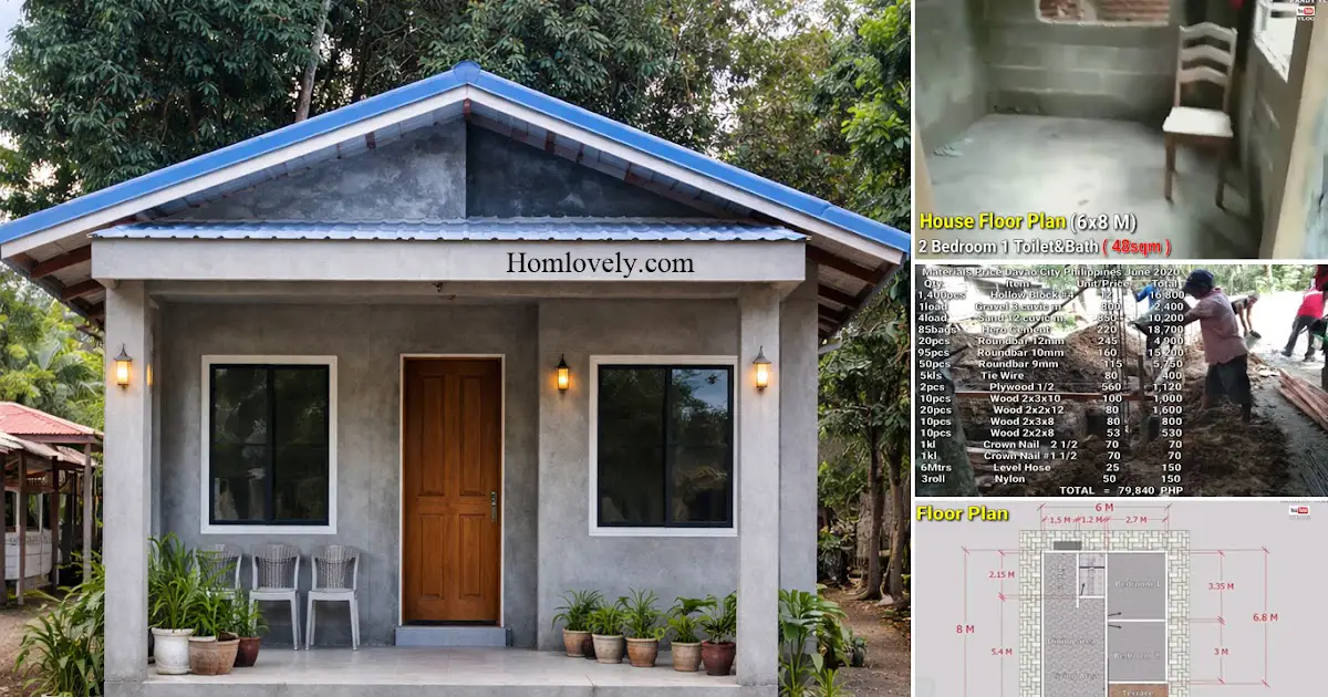 Full Concrete Tiny Bahay Design With Detail Cost and Plan ~ Homlovely.com