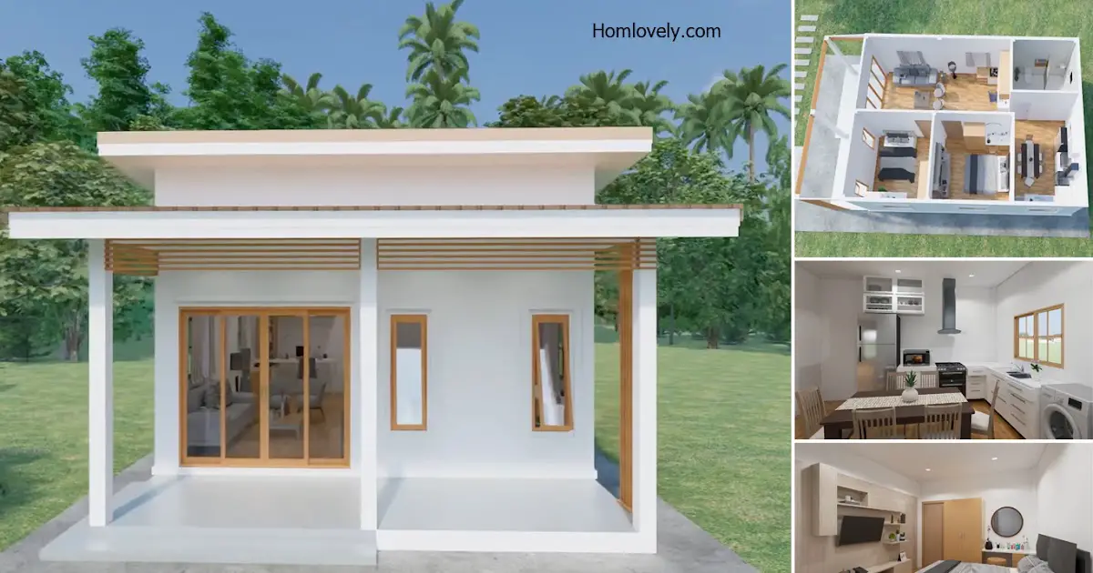 Small House Design with 2 Bedrooms + Floor Plan ~ Homlovely.com
