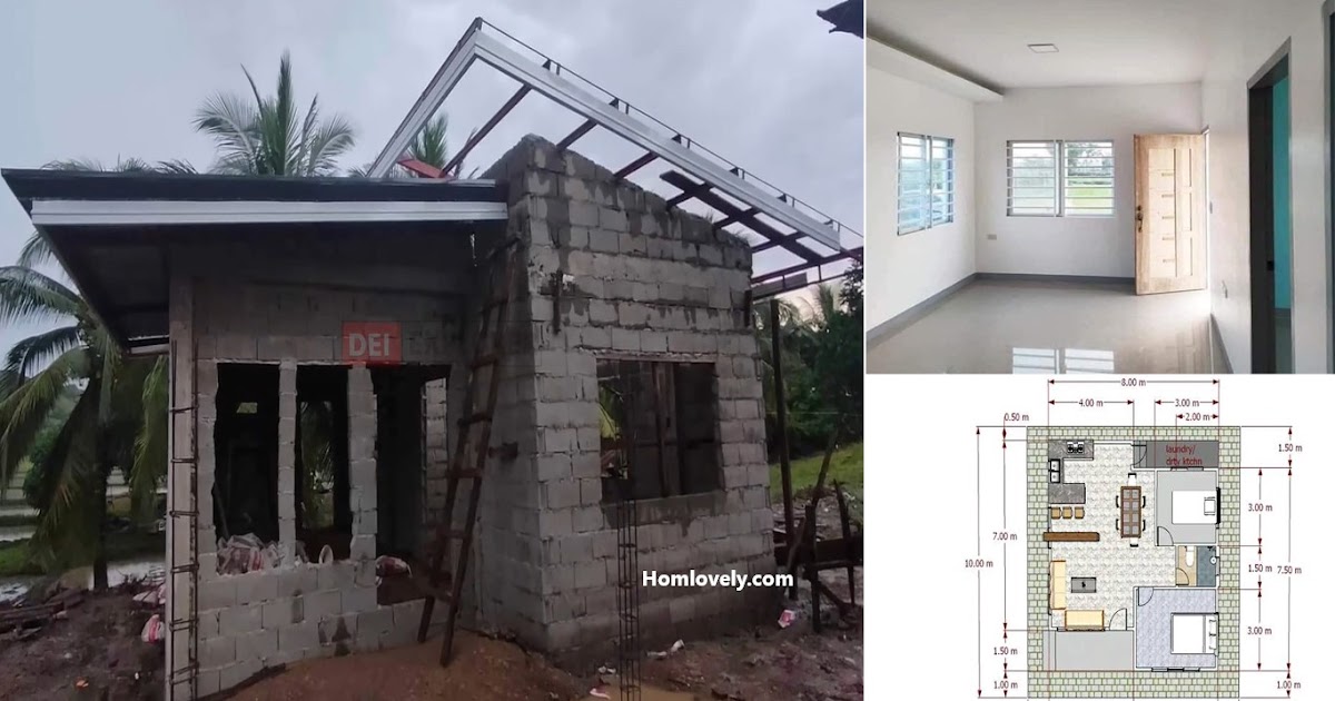 8x10 m Full Concrete Bahay in Simple Design with Plan ~ Homlovely.com