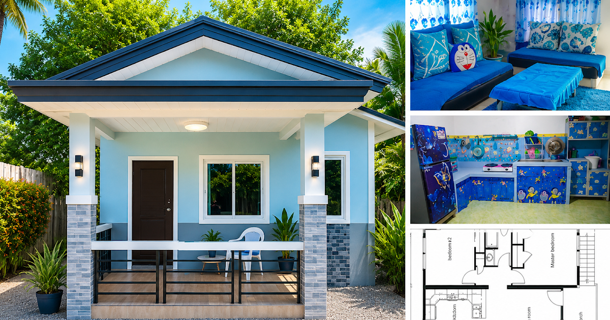Simpleng and Cozy Small House Design With Blue Theme ~ Homlovely.com