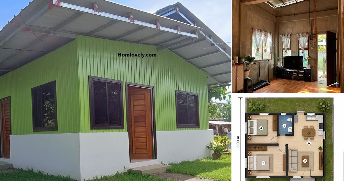 Half Cladding Bahay 64 sqm with Floor Plan ~ Homlovely.com