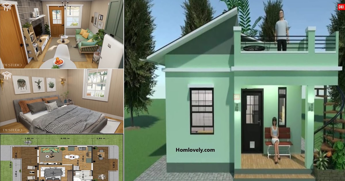 6 x 9.6 m Small House Design with Roofdeck ~ Homlovely.com